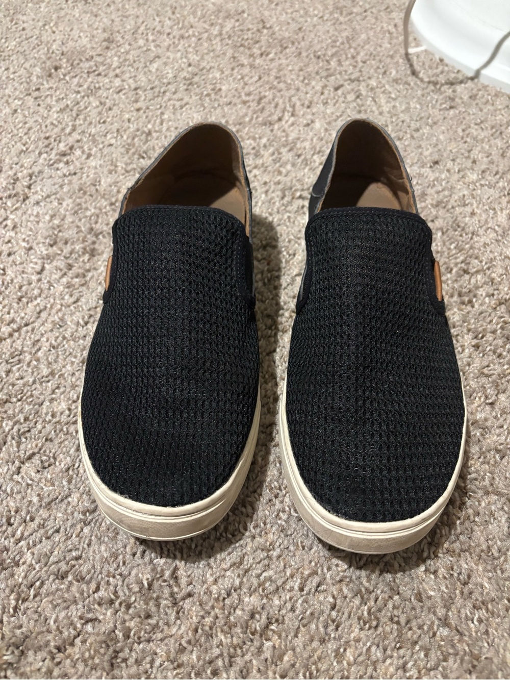 Women’s Olukai Pehuea-Black Slip-On Knit Sneakers